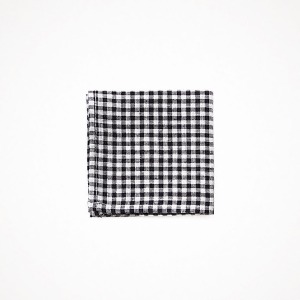 포그리넨워크 리넨 행커치프 블랙화이트 체크 linen handkerchief - black white check