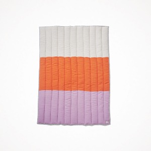 위켄드인 linen stripe blanket - orange / lavender