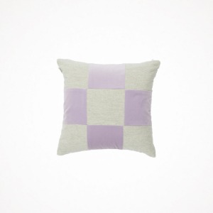 위켄드인 velvet checkered cushion - lavender 45 x 45