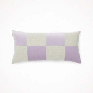 위켄드인 velvet checkered cushion - lavender 30 x 60