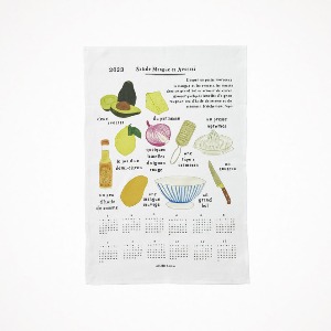 포그리넨워크 리넨 캘린더 클로스 2023 샐러드 레시피 Linen Calendar Cloth Salade Mangue et Avocats